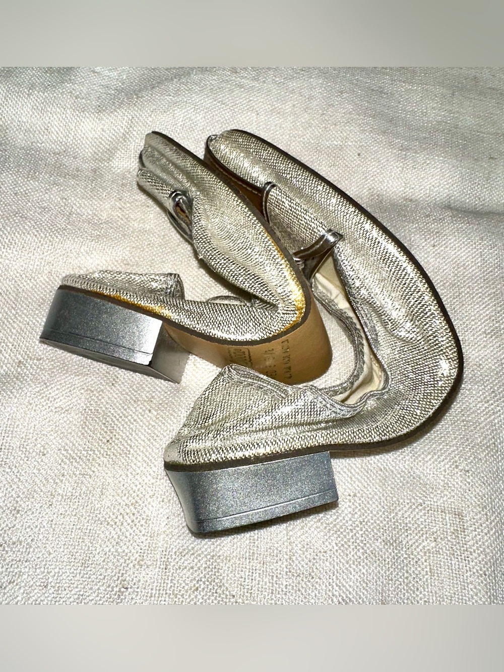 Rare Vintage 60s 70s Bonnie Doon Silver Hostess Slippers Sz 6 6.5